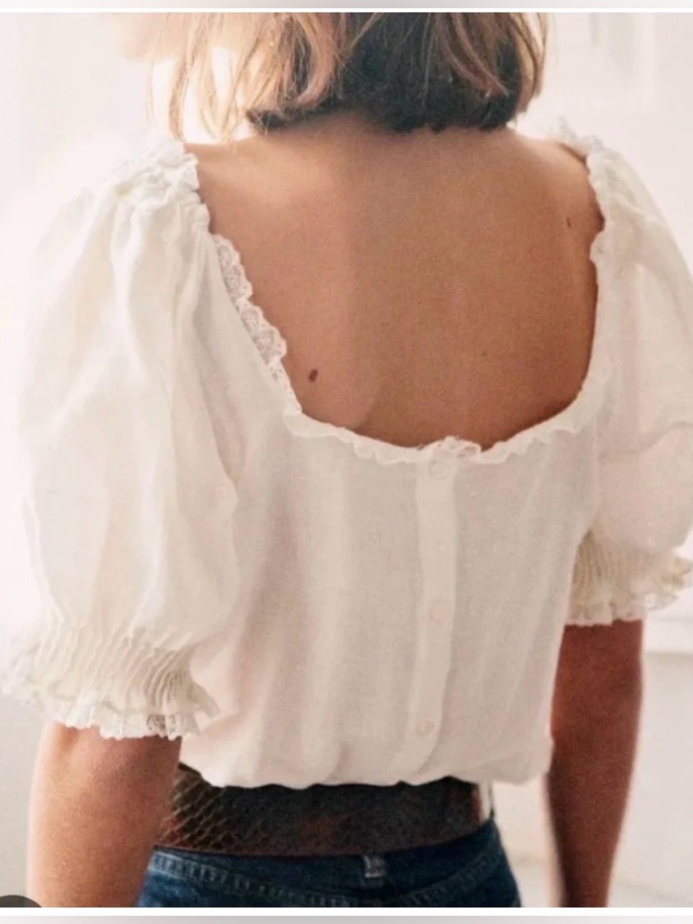 Sezane Frances Blouse in Ecru Size 8/Fr 40 - Picture 3 of 13